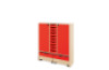 Storage Unit XL with shelves and doors + shallow wooden trays & container - Red