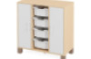 Cabinet with shelves, doors and 4 containers. White. Fresh Collection
