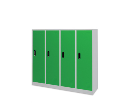 Low 4-person metal cloakroom - green
