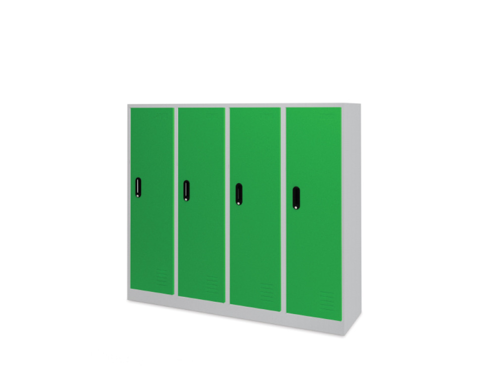 Low 4-person metal cloakroom - green