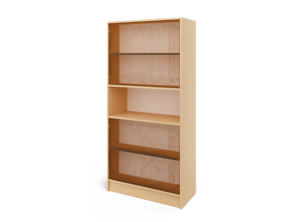 Prima features Unit with two pairs of glass doors and a shelf birch