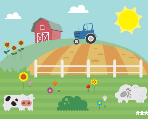 Fantasy polyamide carpet. Farm