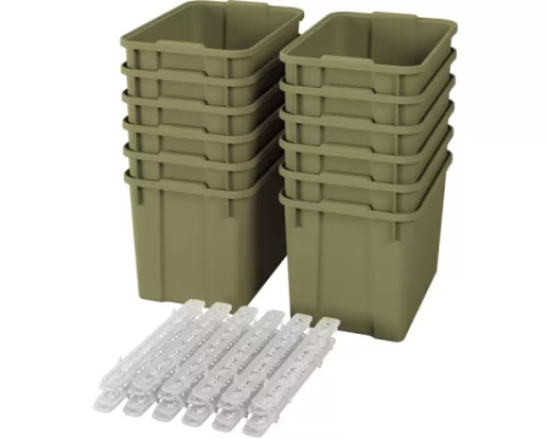 Extra large plastic containers with runners - eco light green - 12