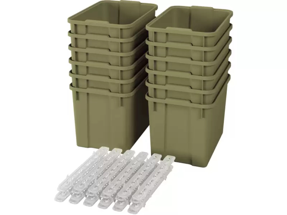 Extra large plastic containers with runners - eco light green - 12