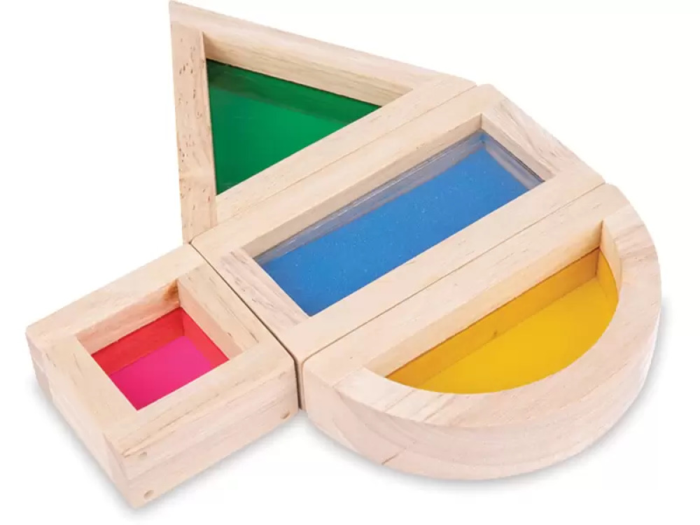 Wooden blocks with windows and fillings