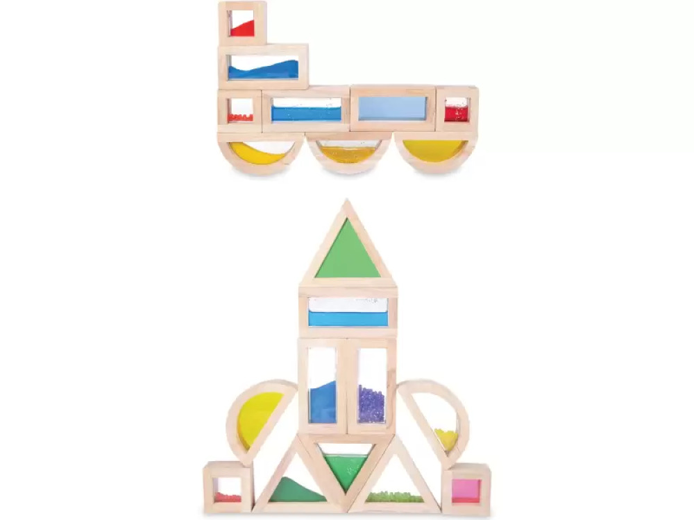 Wooden blocks with windows and fillings