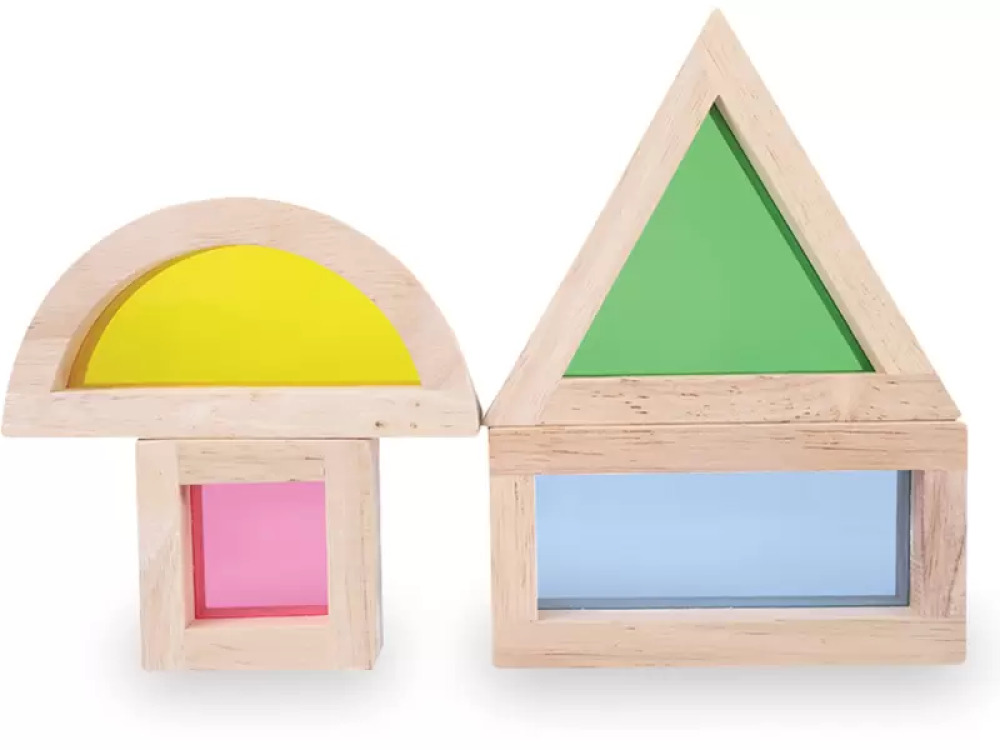 Wooden blocks with windows and fillings