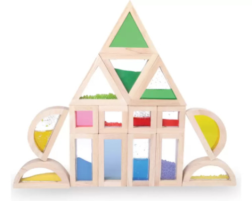 Wooden blocks with windows and fillings