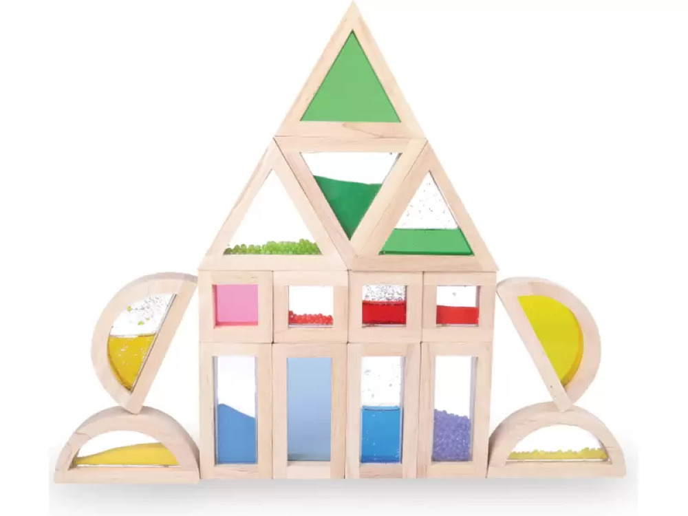 Wooden blocks with windows and fillings