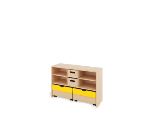 Storage Unit M with shelves + with deep wooden trays & container - Eko