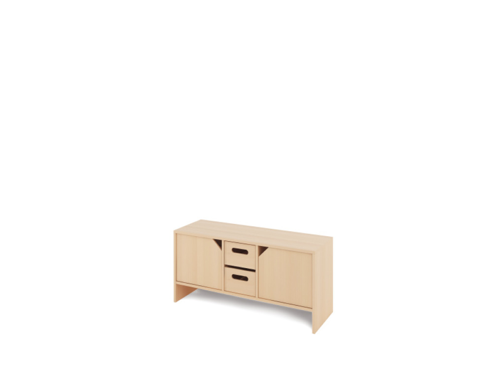 Storage Unit S with shelves and doors + deep cardboard trays - Eko