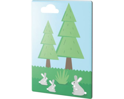 Forest wall panel. Christmas trees with bunnies