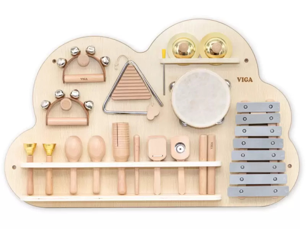 Musical panel. Wall-mounted board with musical instruments