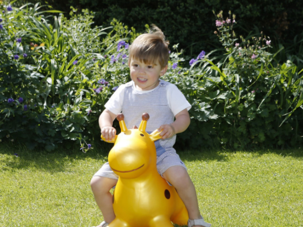 Gold Giraffe Hopper Inflatable Bouncy Ride-On Toy  By HappyHopperz