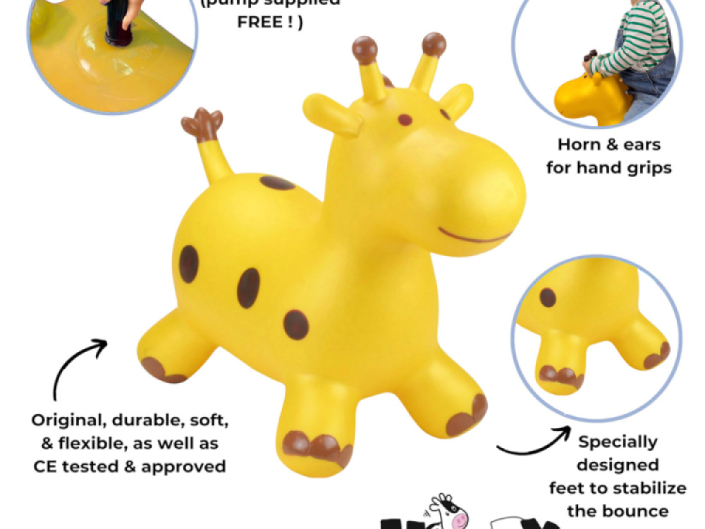 Gold Giraffe Hopper Inflatable Bouncy Ride-On Toy  By HappyHopperz