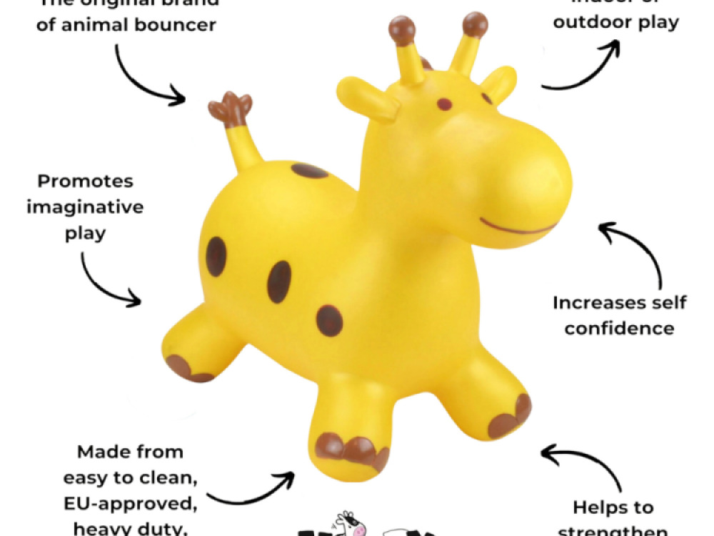 Gold Giraffe Hopper Inflatable Bouncy Ride-On Toy  By HappyHopperz