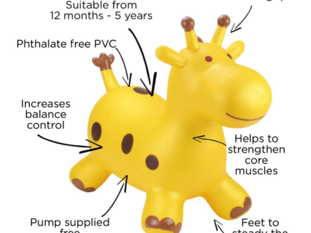 Gold Giraffe Hopper Inflatable Bouncy Ride-On Toy  By HappyHopperz