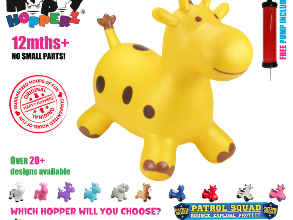 Gold Giraffe Hopper Inflatable Bouncy Ride-On Toy  By HappyHopperz