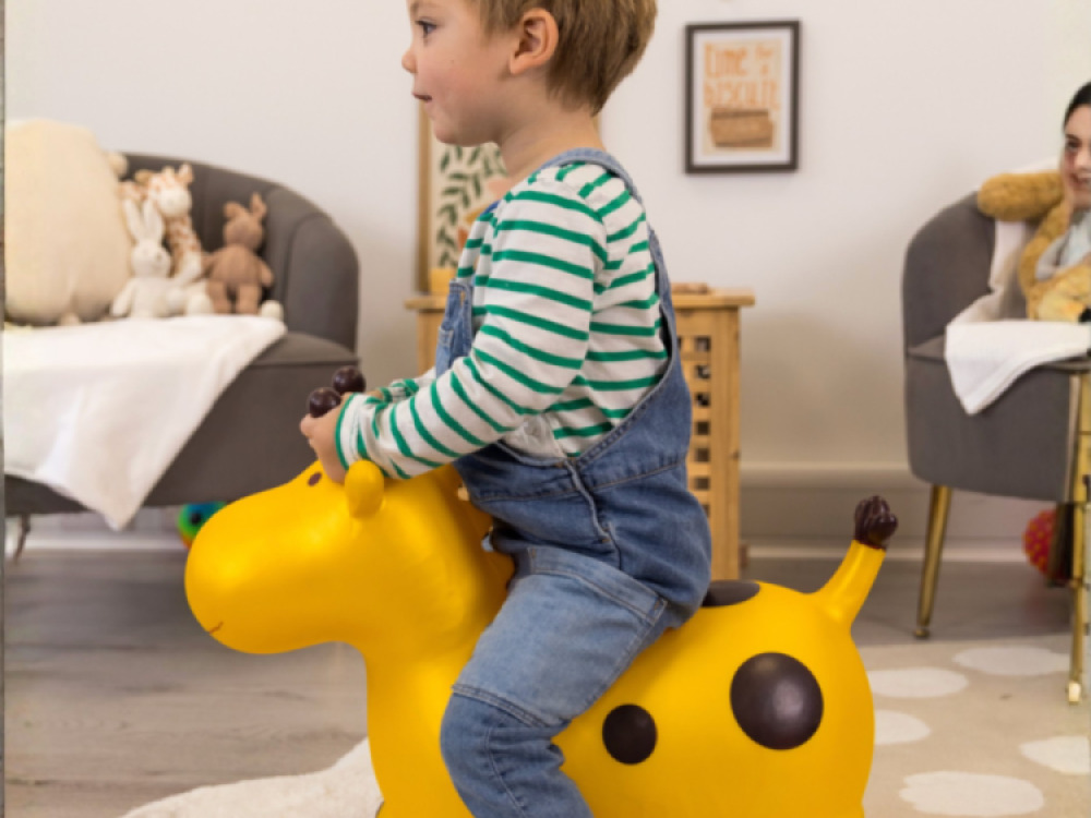 Gold Giraffe Hopper Inflatable Bouncy Ride-On Toy  By HappyHopperz