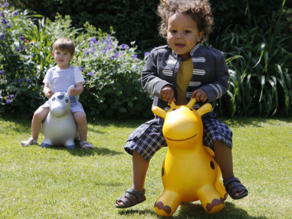 Gold Giraffe Hopper Inflatable Bouncy Ride-On Toy  By HappyHopperz