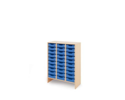 Storage Unit X with shallow cardboard trays - Blue