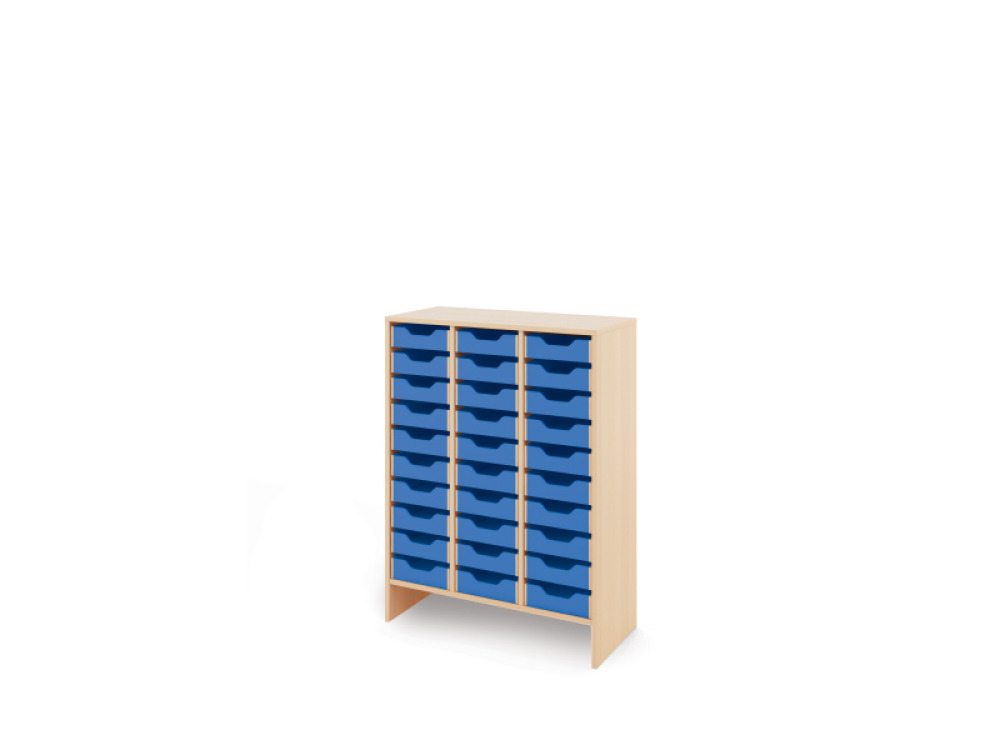 Storage Unit X with shallow cardboard trays - Blue