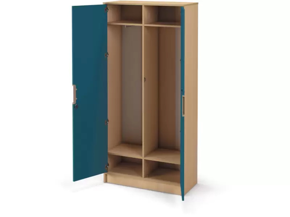 Tall wardrobe 92 with doors and lock - Emerald blue