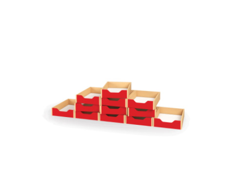 12 - small wooden trays - Red