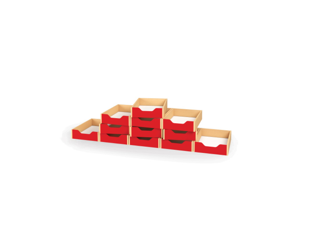 12 - small wooden trays - Red