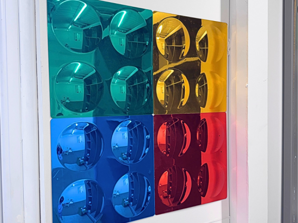 COLOURED 4 BUBBLES CONVEX MIRRORS SET OF 4