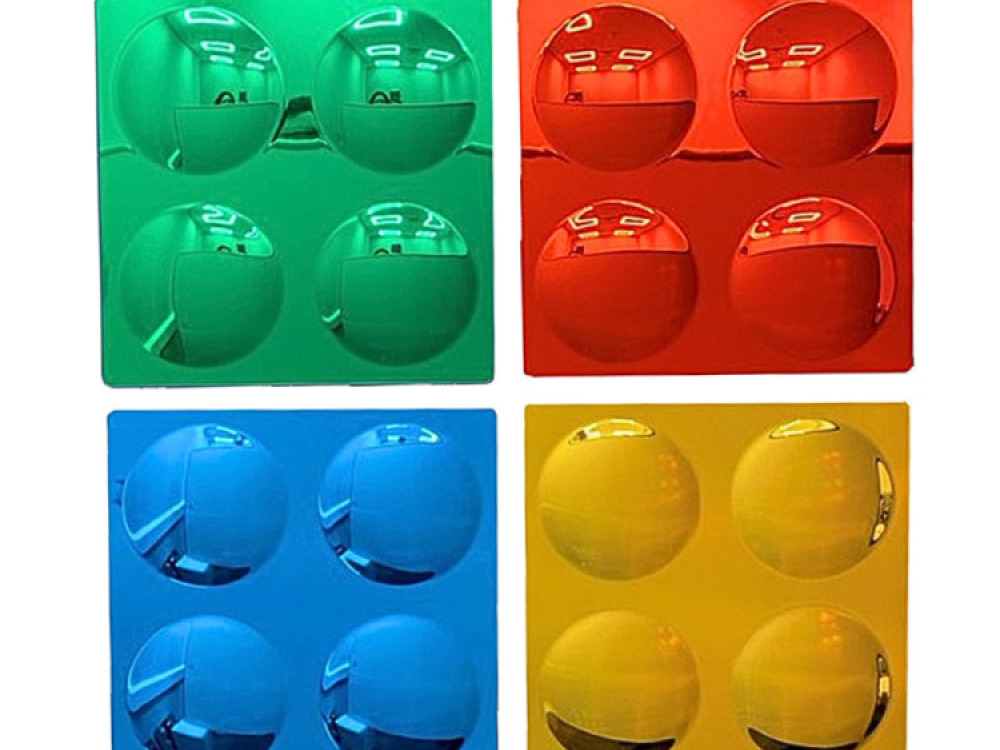 COLOURED 4 BUBBLES CONVEX MIRRORS SET OF 4