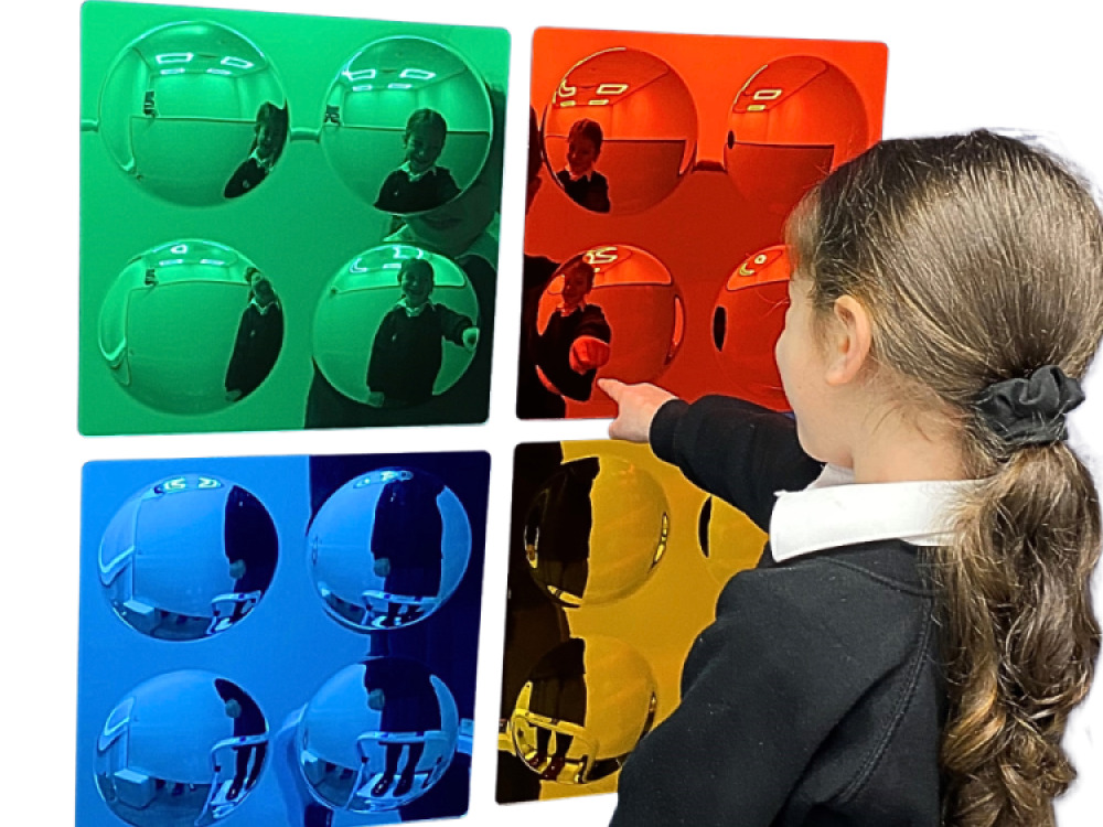 COLOURED 4 BUBBLES CONVEX MIRRORS SET OF 4