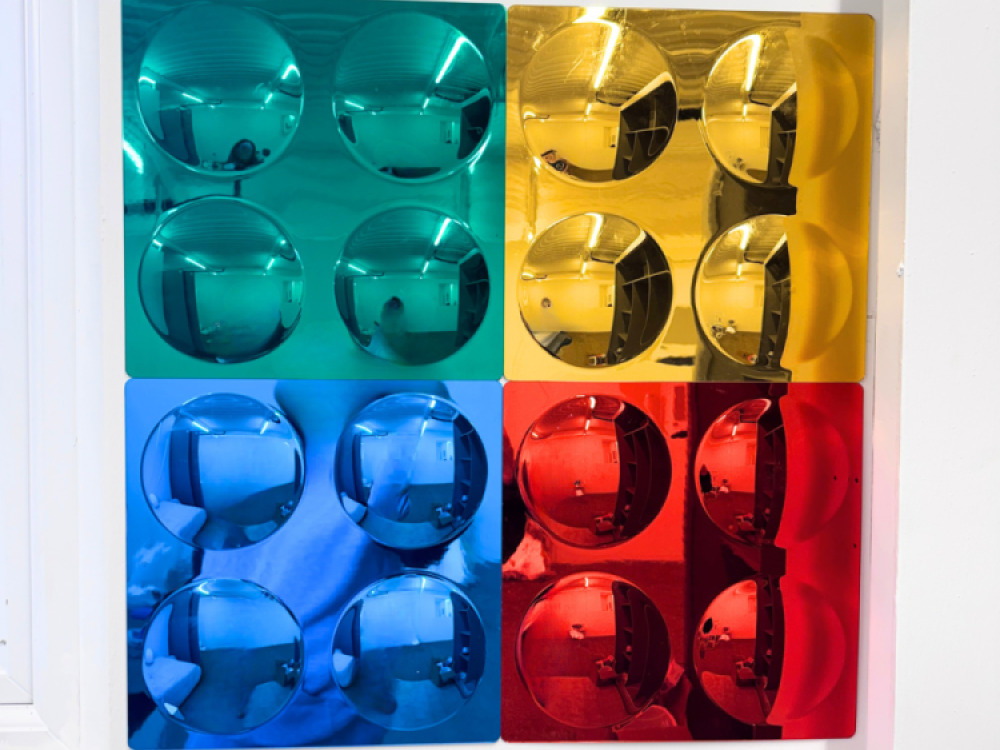 COLOURED 4 BUBBLES CONVEX MIRRORS SET OF 4