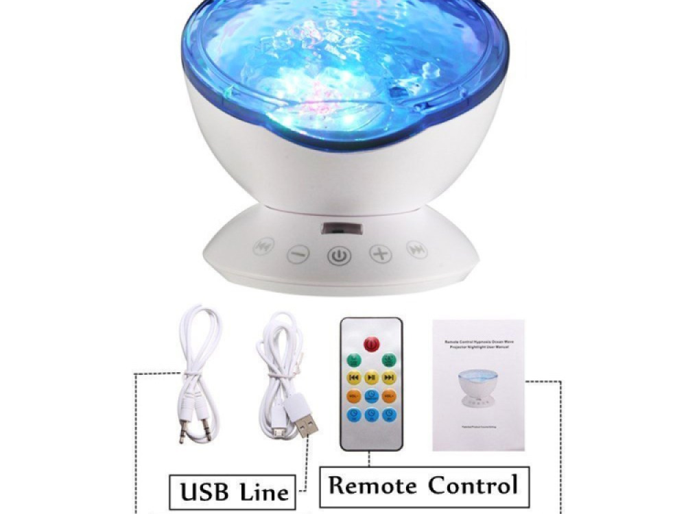 Ocean wave projector with sounds and speaker.