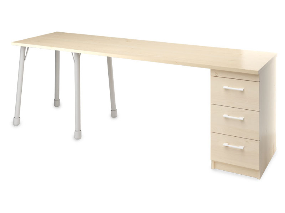 Prima desk with drawers birch