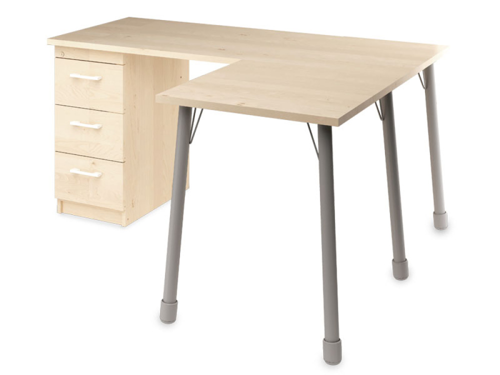Prima desk with drawers birch