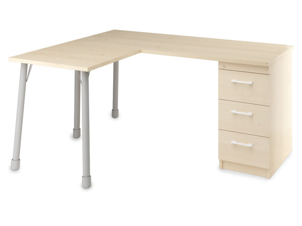 Prima desk with drawers birch