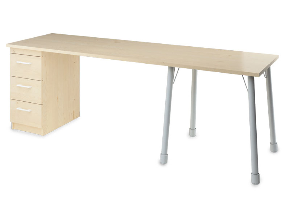 Prima desk with drawers birch