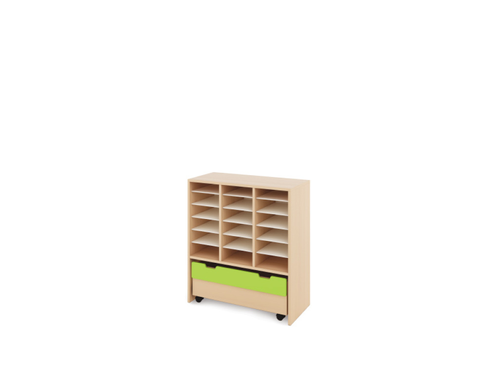Storage Unit L with compartments + container - Green