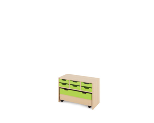 Storage Unit S with shallow cardboard trays + container - Green