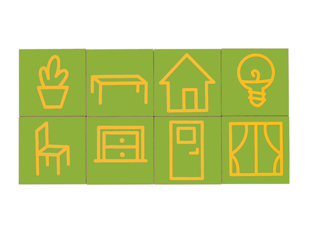 Graphomotor tiles Home. 3D Sensory pictograms