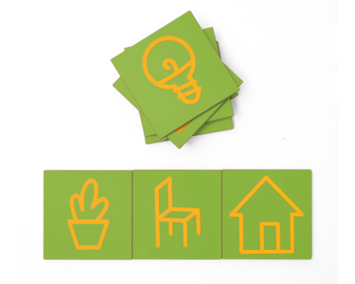 Graphomotor tiles Home. 3D Sensory pictograms