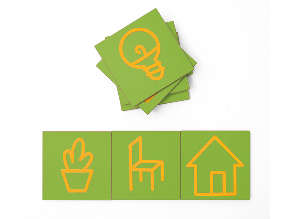 Graphomotor tiles Home. 3D Sensory pictograms
