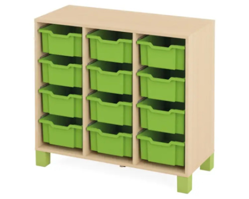 Cabinet with 12 deep containers. Green. Fresh Collection