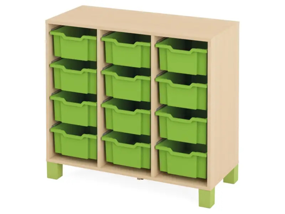 Cabinet with 12 deep containers. Green. Fresh Collection