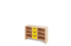 Storage Unit M with shelves + deep cardboard trays - Yellow