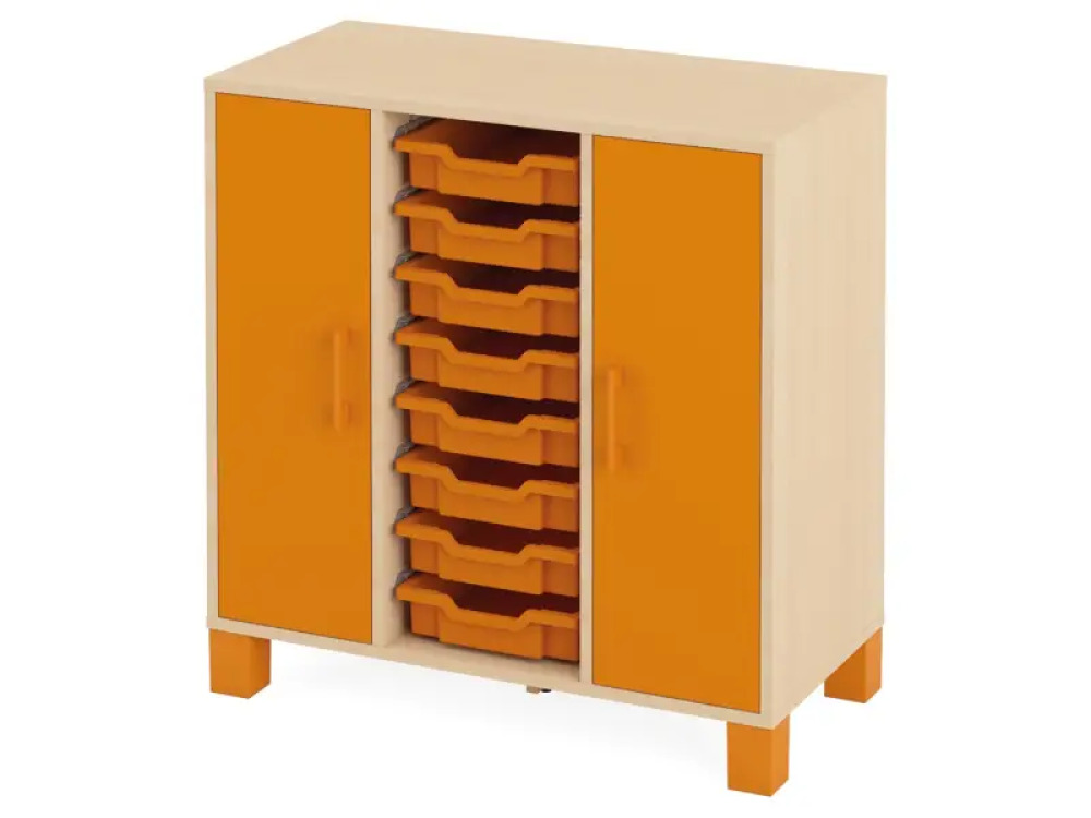 Cabinet with shelves, doors and 8 containers. Orange. Fresh Collection