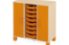 Cabinet with shelves, doors and 8 containers. Orange. Fresh Collection