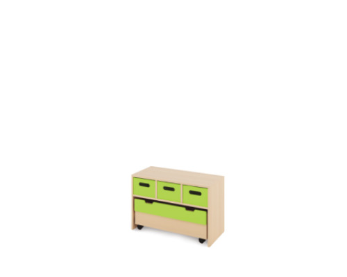 Storage Unit S with deep cardboard trays + container - Green