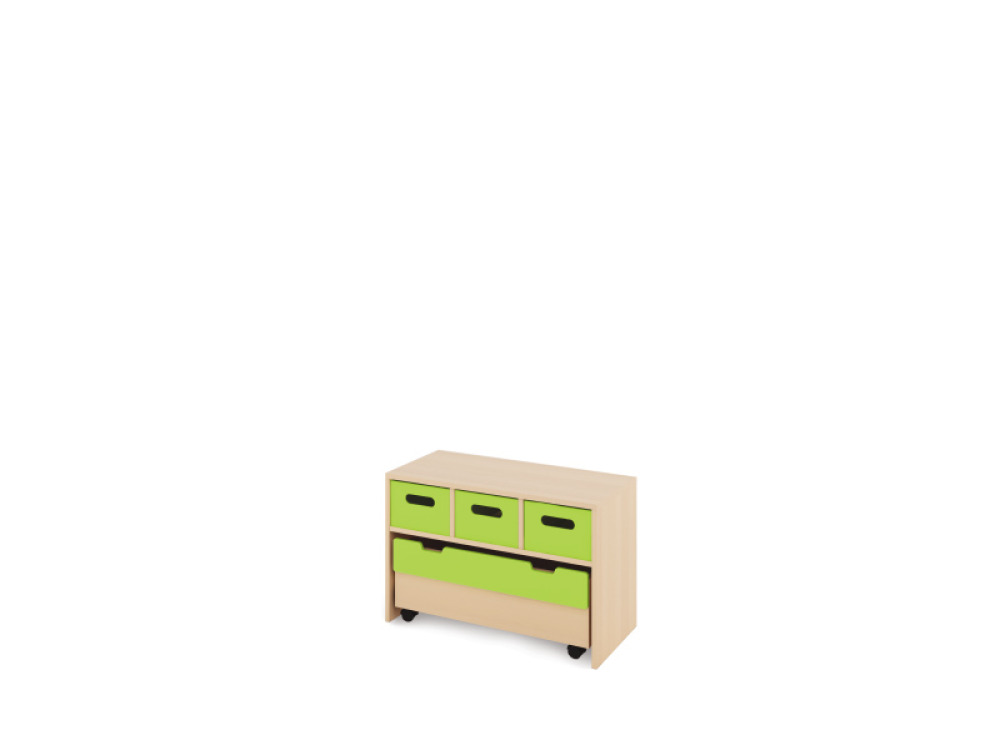 Storage Unit S with deep cardboard trays + container - Green